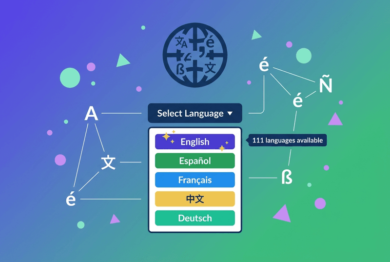 Flat design vector illustration, modern digital language selection concept without human avatars