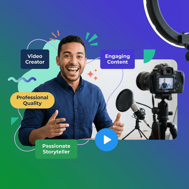 Flat design concept merging real human photography with graphic elements: Professional