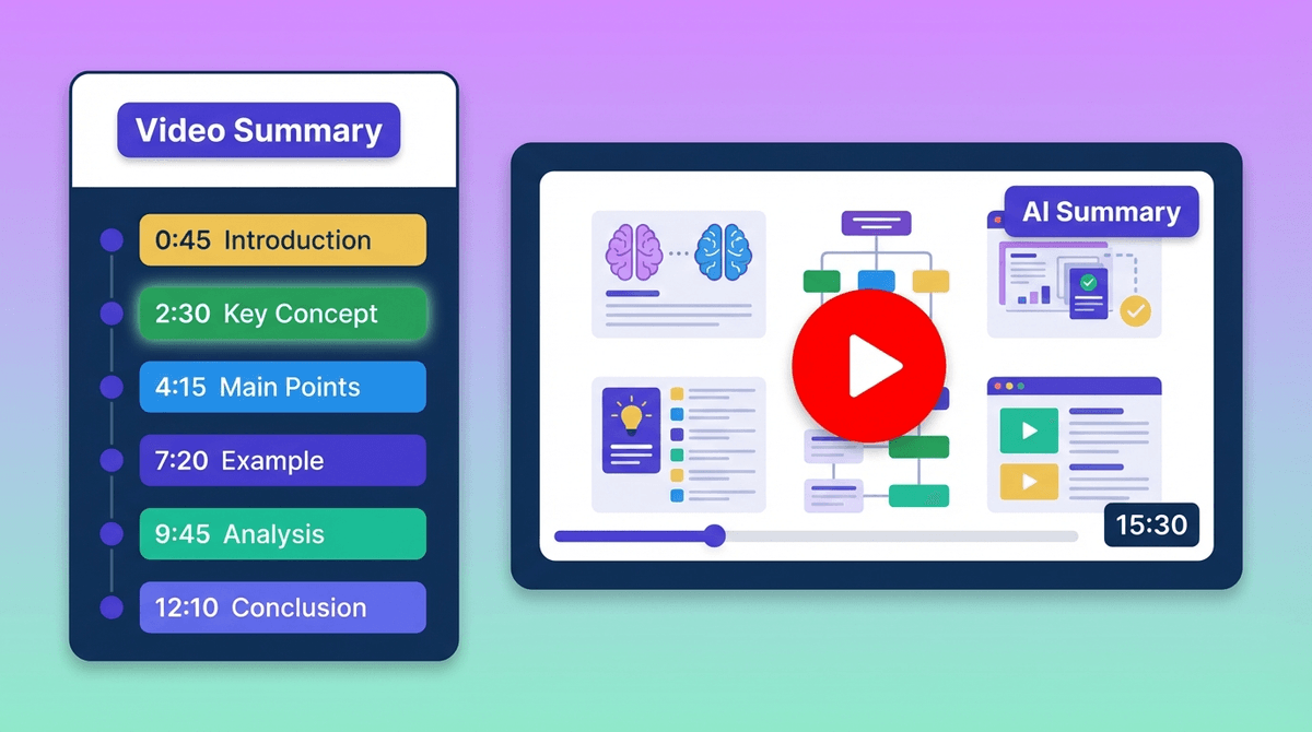 Summary with Timestamp Sidebar - UI showing clickable timestamps